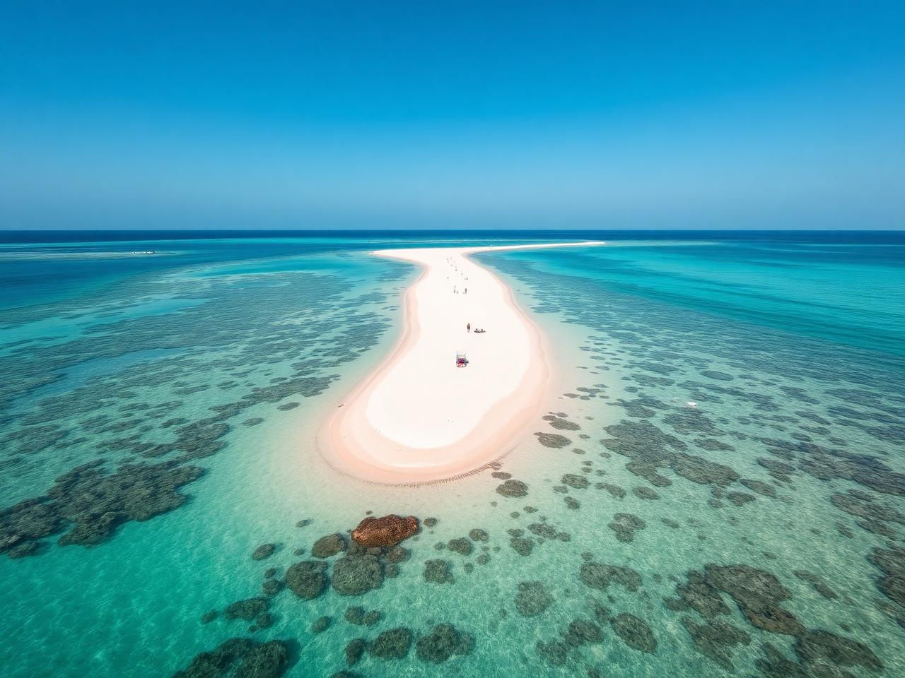Nakupenda Sandbank in Zanzibar: a white sand strip rising out of clear shallow water off Stone Town