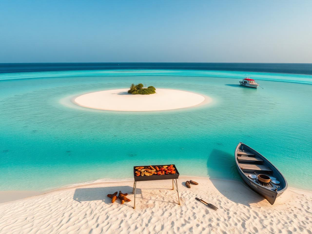 Ocean trips in Zanzibar: seafood grilling on a low-tide sandbank near Pungume Island