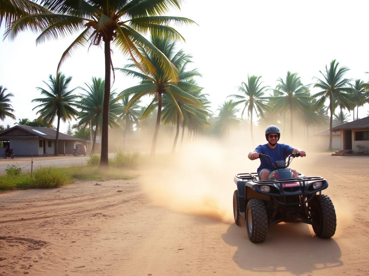 Watersports in Zanzibar: a quad bike tour on a sandy village track